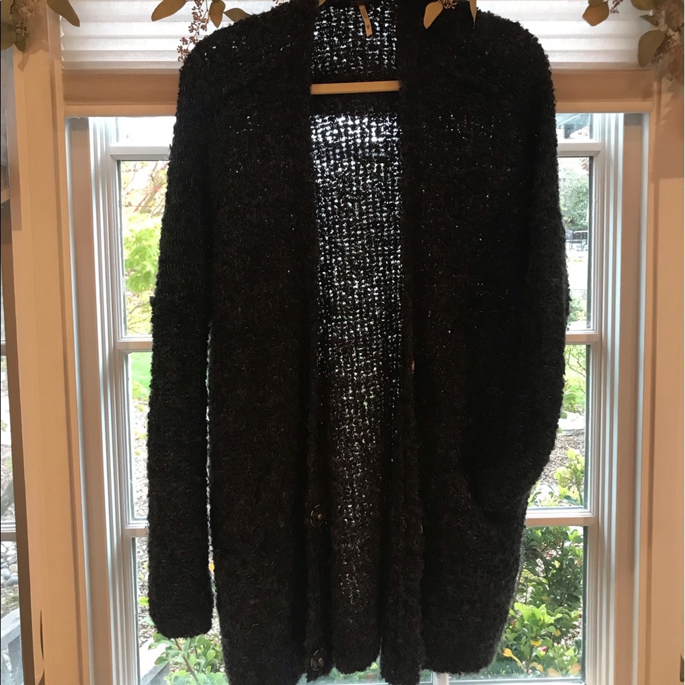 Free People Charcoal Gray Oversized Cardigan